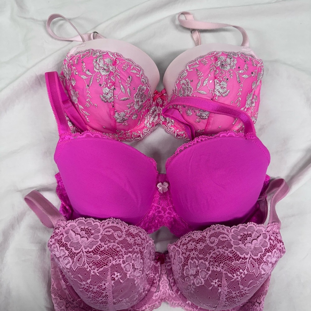 Angels Vibrant Pink and Purple Lace Bra Set